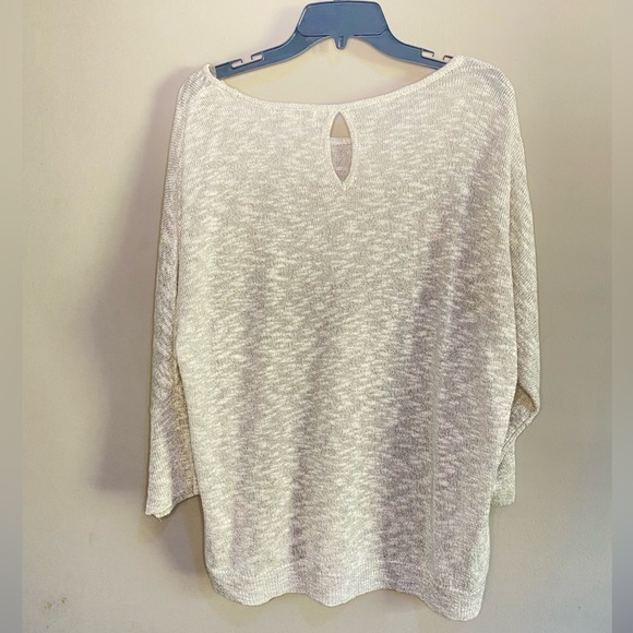 Liz Claiborne lightweight Sweater with Shimmer in White/Gray/Silver Size XL - Picture 4 of 7